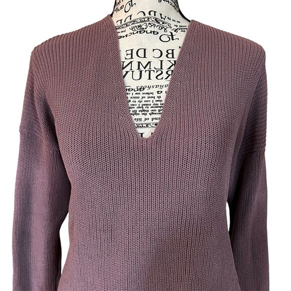 Eileen Fisher Size S / M Purple Organic Cotton V-Neck Sweater - Made in USA - Picture 2 of 5